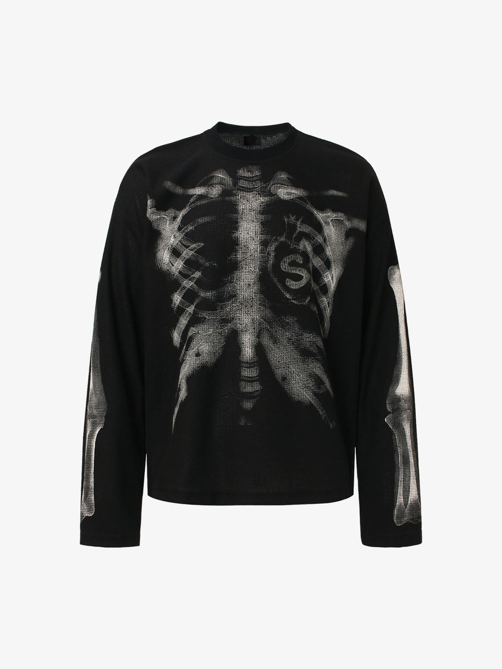 Sudadera de punto waffle con gráfico de esqueleto