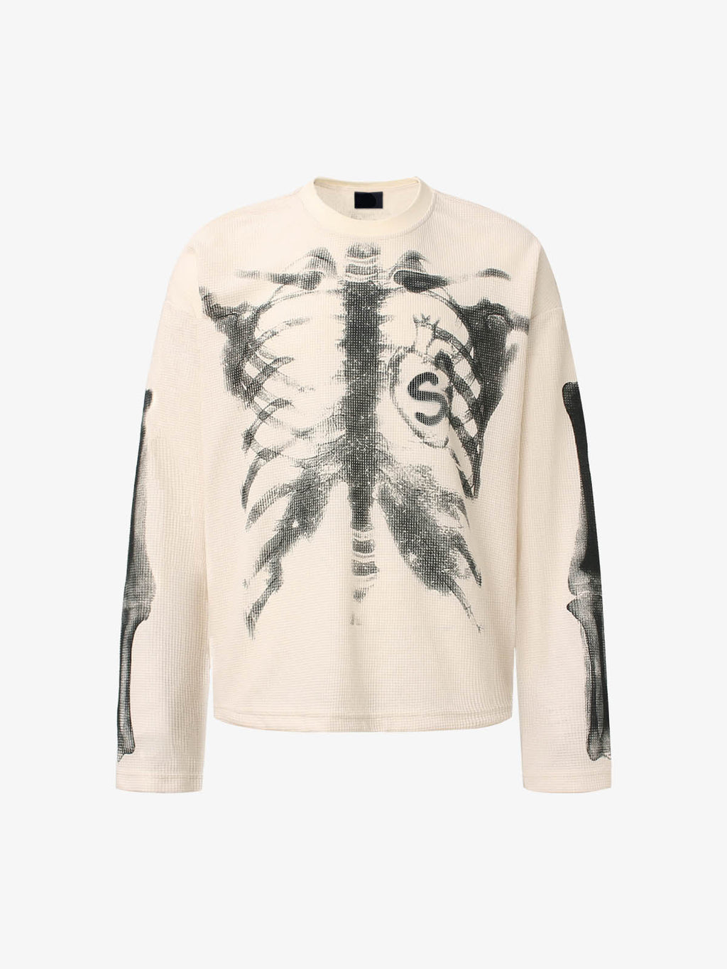 Sudadera de punto waffle con gráfico de esqueleto