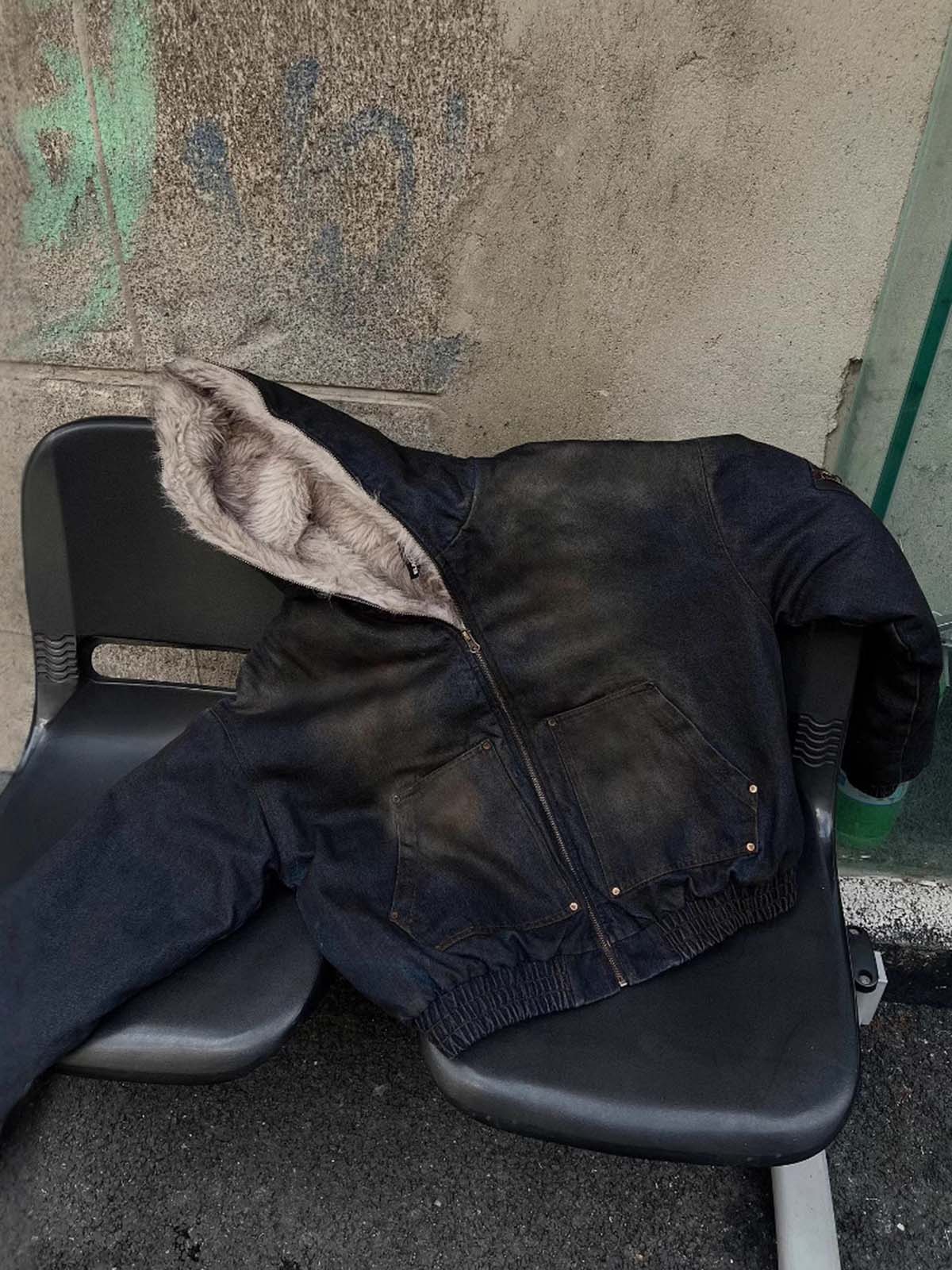 Washed Denim Fur | Hooded Jacket