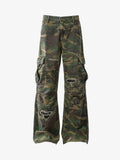 Woven Ripped Camouflage Cargo Baggy Pants