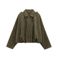 Women's Vintage Suede Oversized Batwing Sleeve Bomber Jacket