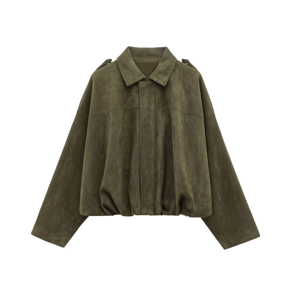 Women's Vintage Suede Oversized Batwing Sleeve Bomber Jacket