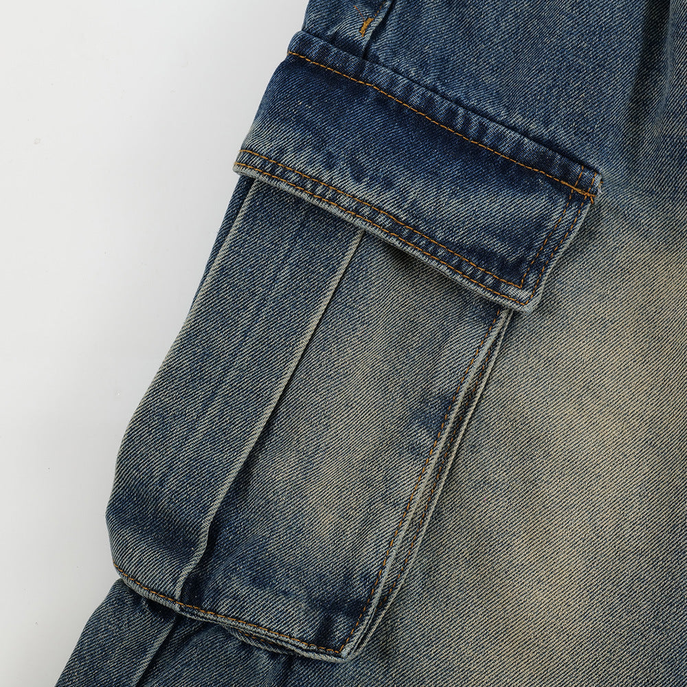 Szorty robocze z denimu typu vintage washed