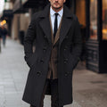 Men’s Long Double-Breasted Wool Blend Overcoat|Business/Casual Winter Coat