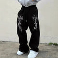 Men's Loose-fit Pants With Dark Gothic Prints