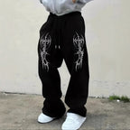 Men's Loose-fit Pants With Dark Gothic Prints