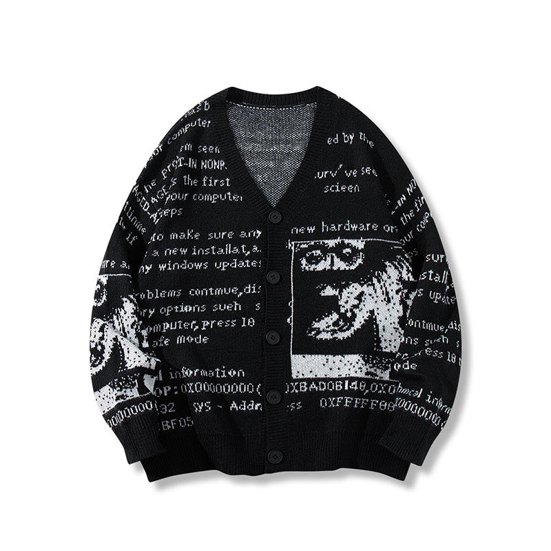 Men's Abstract Graphic Button Cardigan
