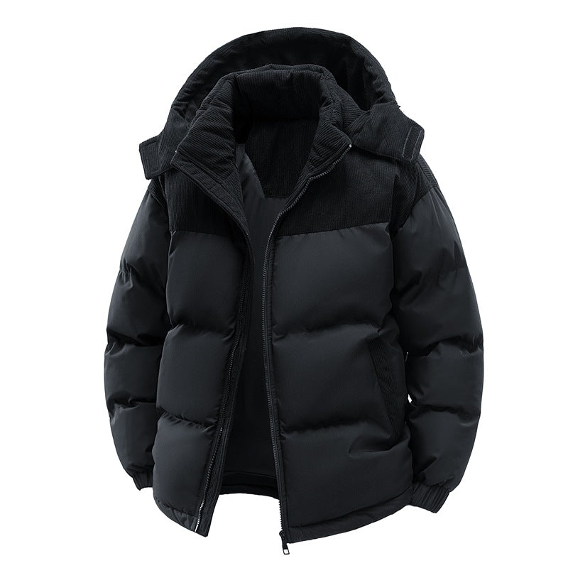 Men's Hooded Winter Puffer Jacket with Detachable Hood