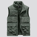 Men’s Corduroy Fleece-Lined Multi-Pocket Winter Puffer Gilet