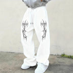 Men's Loose-fit Pants With Dark Gothic Prints