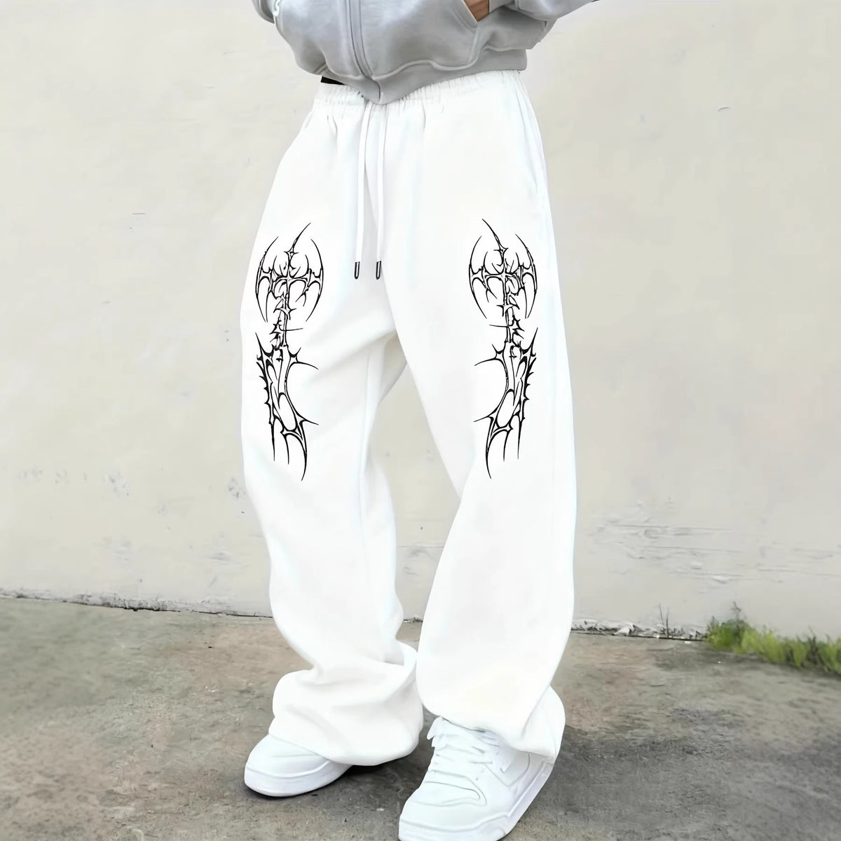 Men's Loose-fit Pants With Dark Gothic Prints