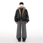 Men’s Reversible Faux Fur Hooded Oversized Bomber Jacket