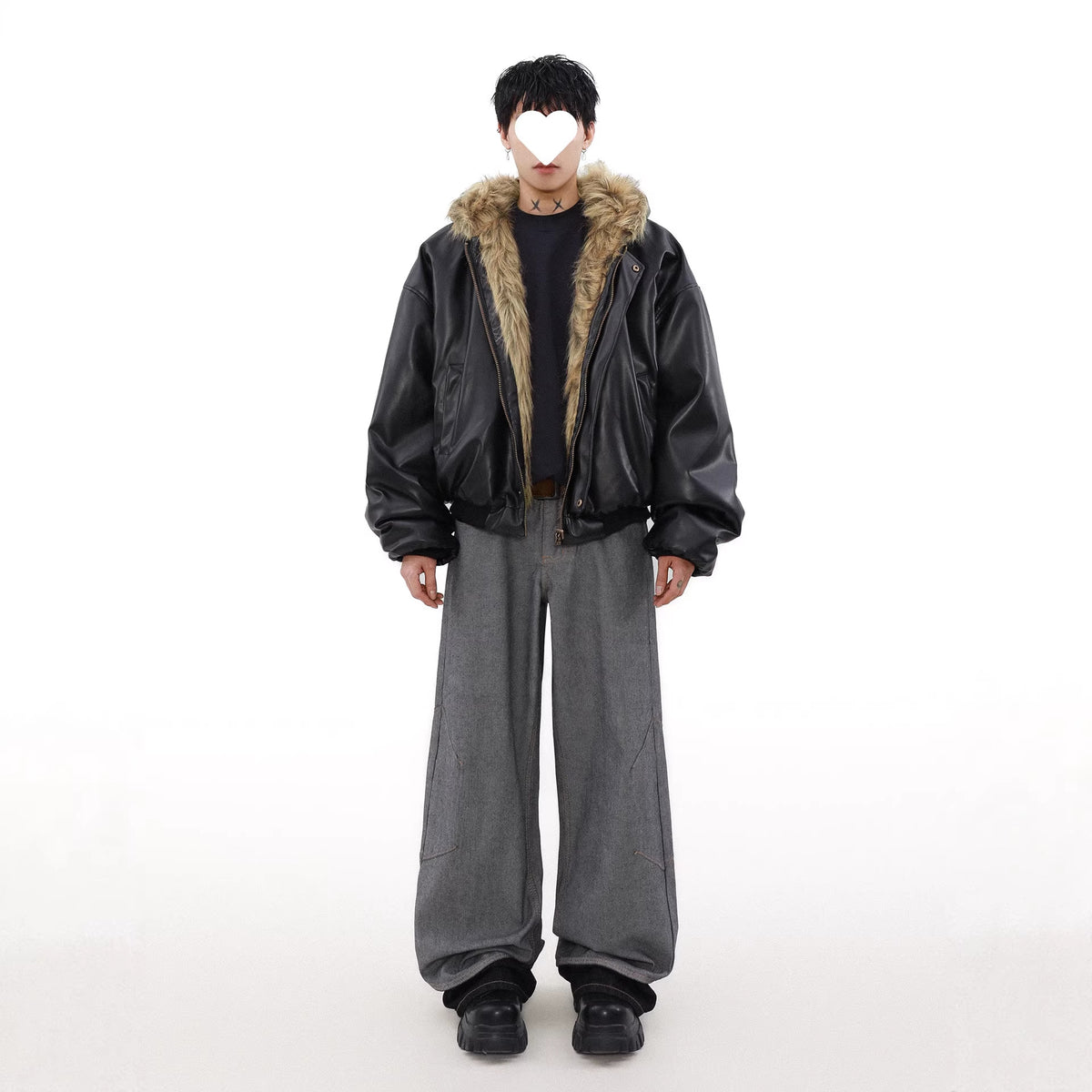 Men’s Reversible Faux Fur Hooded Oversized Bomber Jacket