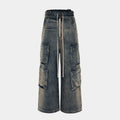 Wide Leg Multi-Pocket Loose Fit Straight Jeans