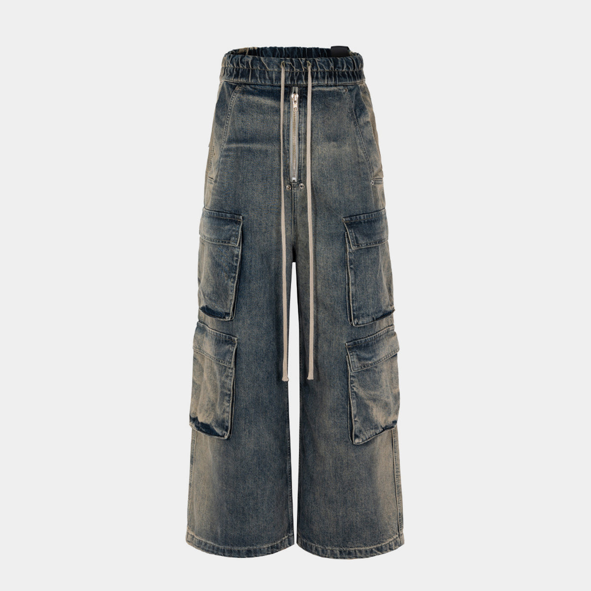 Wide Leg Multi-Pocket Loose Fit Straight Jeans