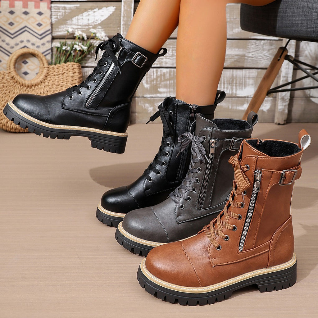 Women's Low Heel Mid Calf Boots