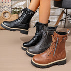 Women's Low Heel Mid Calf Boots