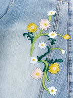 Baggy Washed Flower Denim Jeans