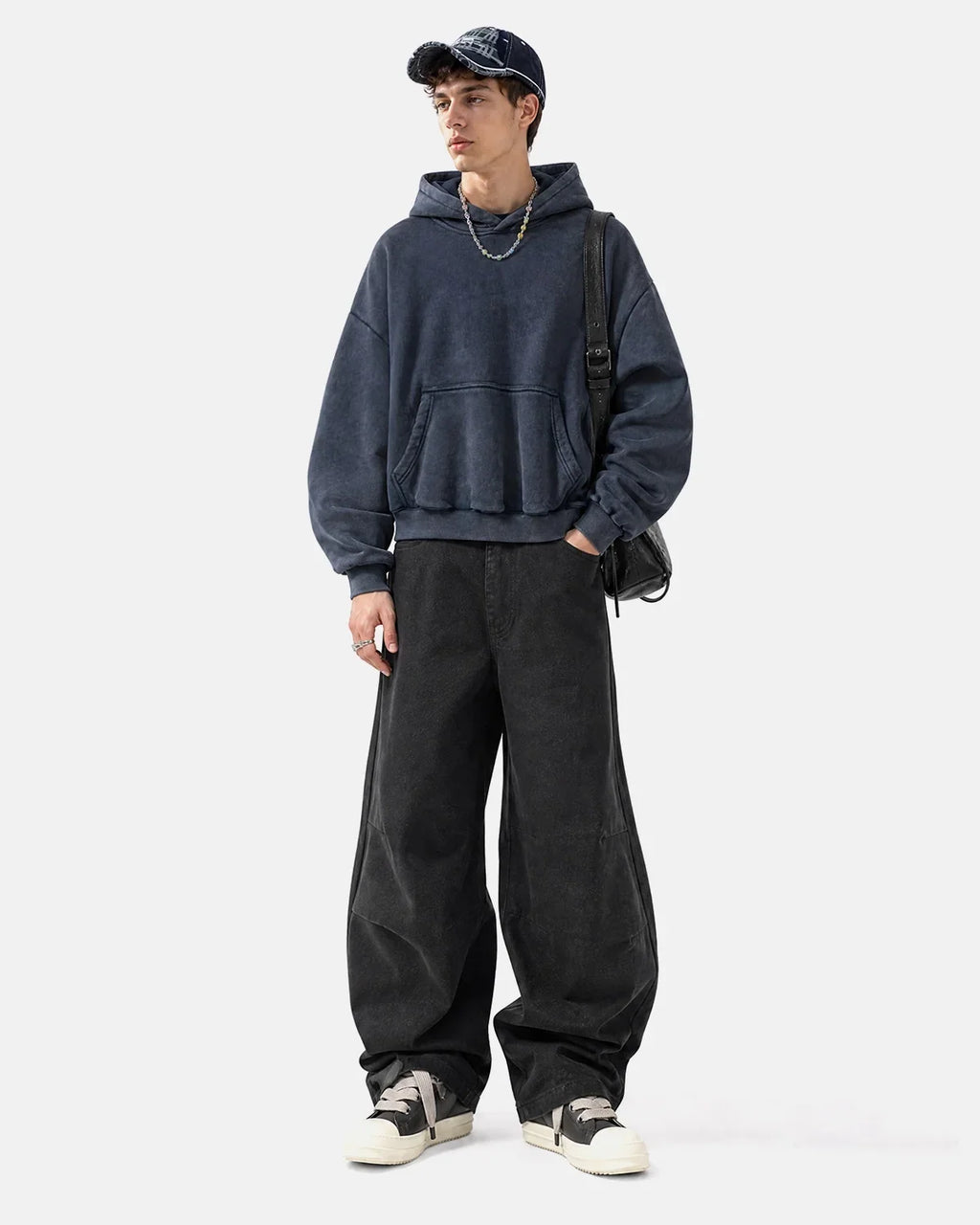 Washed Fleece Boxy Hoodie Relaxed Streetwear