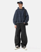 Washed Fleece Boxy Hoodie Relaxed Streetwear