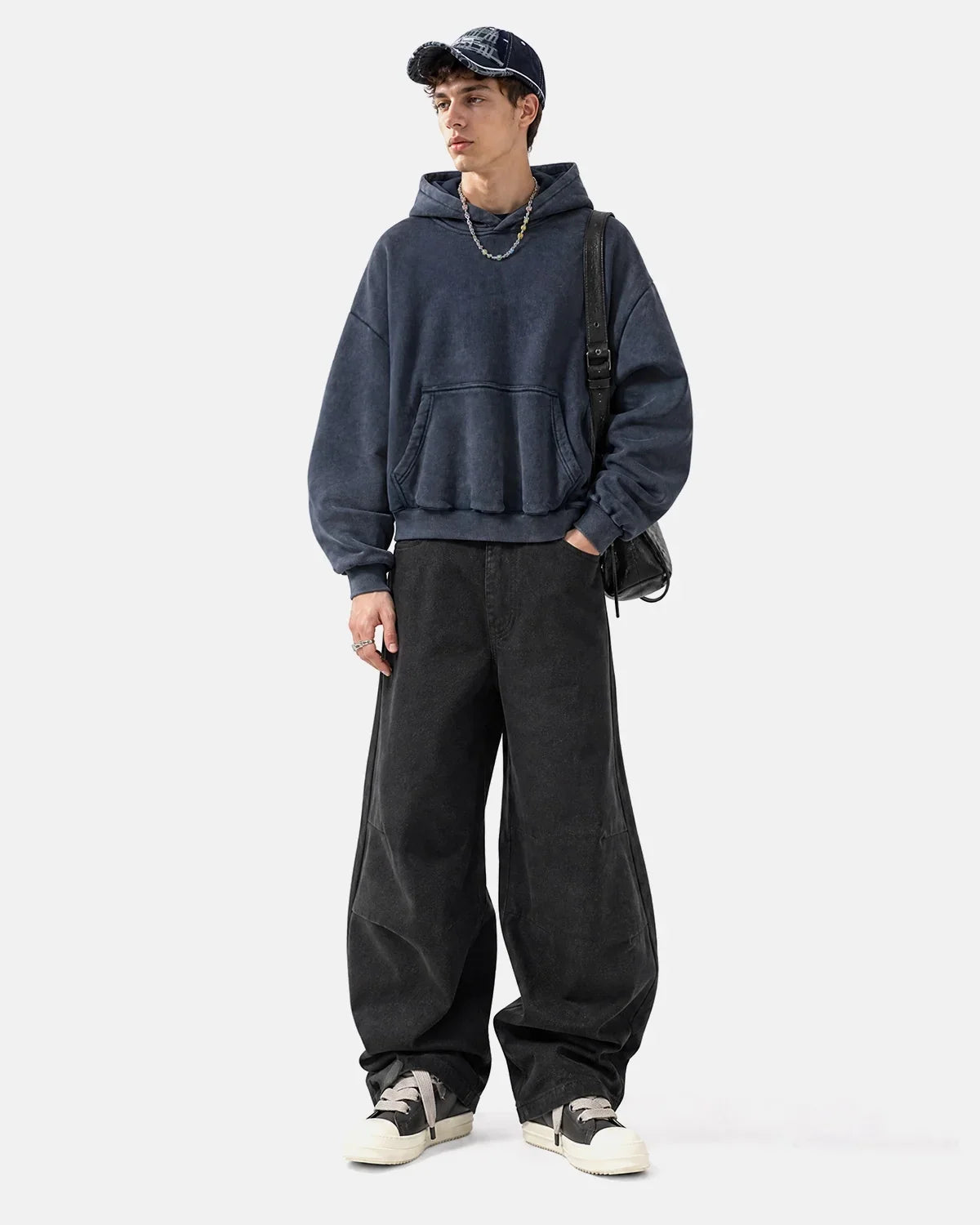Washed Fleece Boxy Hoodie Relaxed Streetwear