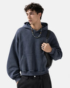 Washed Fleece Boxy Hoodie Relaxed Streetwear