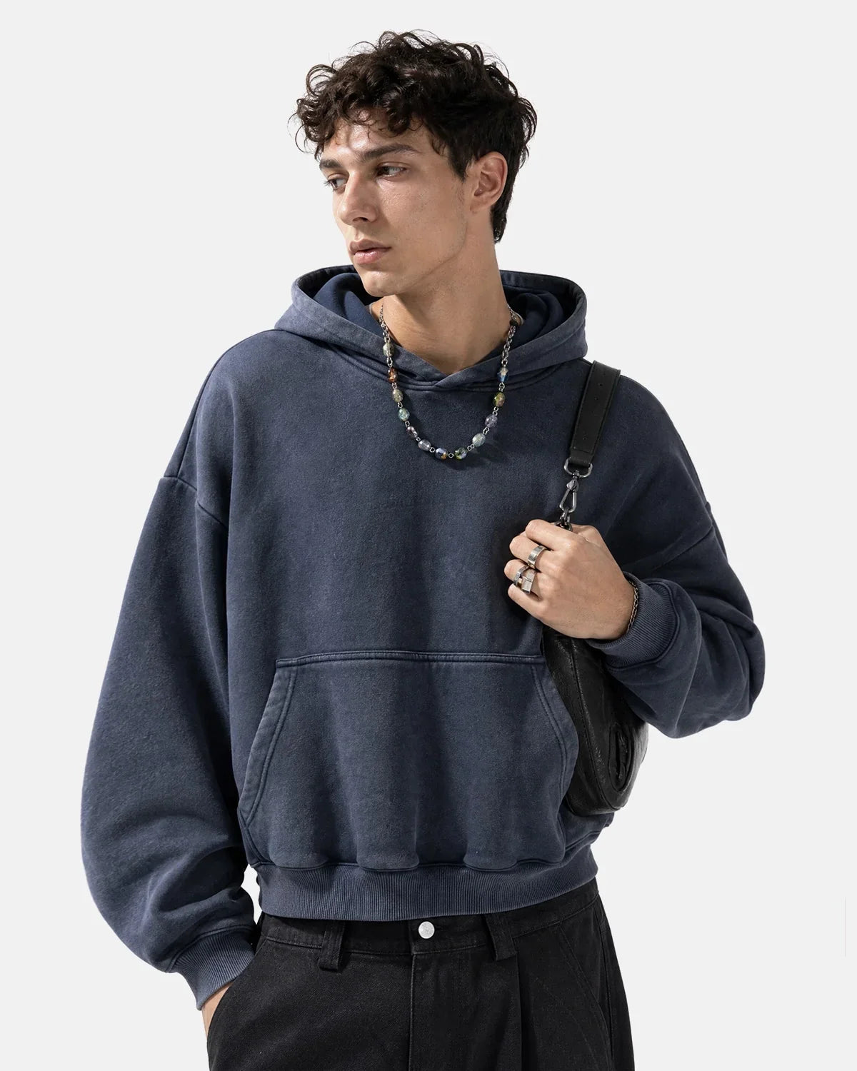Washed Fleece Boxy Hoodie Relaxed Streetwear