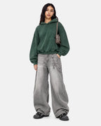 Washed Fleece Boxy Hoodie Relaxed Streetwear