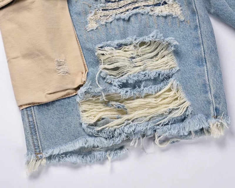 Distressed Cargo Denim Shorts