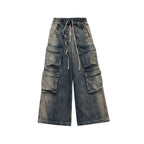 Wide Leg Multi-Pocket Loose Fit Straight Jeans