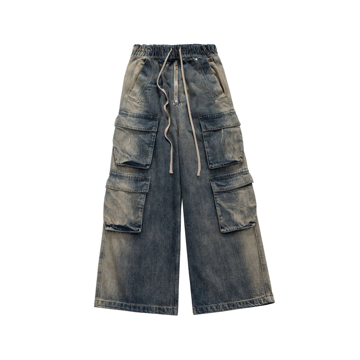 Wide Leg Multi-Pocket Loose Fit Straight Jeans