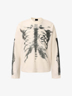 Sudadera de punto waffle con gráfico de esqueleto