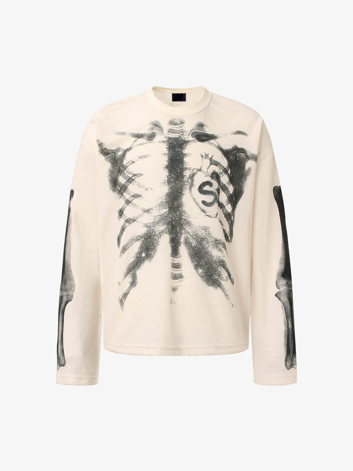 Sudadera de punto waffle con gráfico de esqueleto