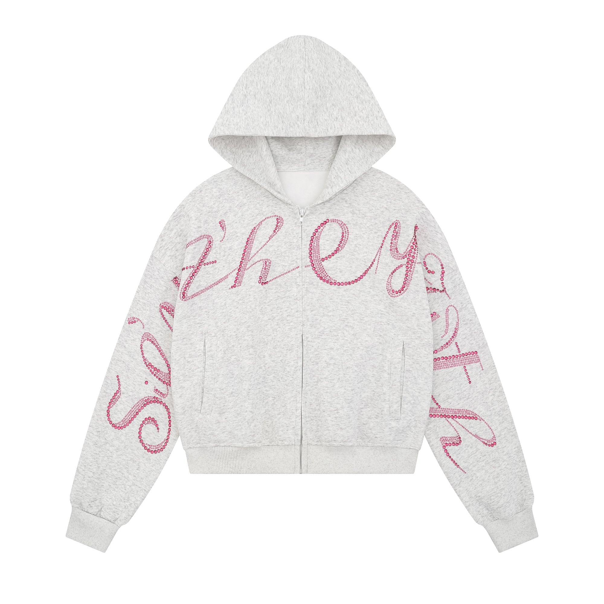 STELLAR | Rhinestone Script Zip Hoodie - Drenn