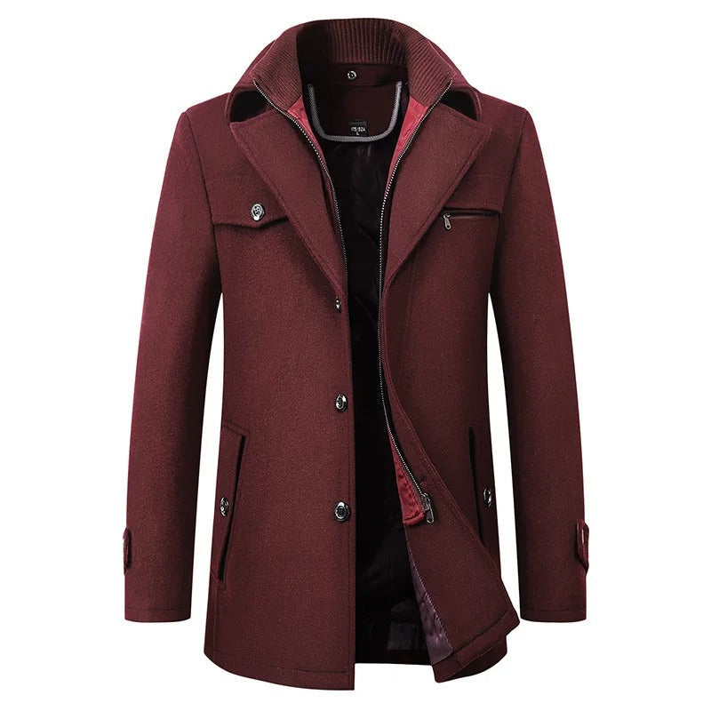 Men's Elegant Long Wool Blend Coat