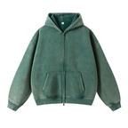Oversized Vintage Wash Zip-Up Hoodie