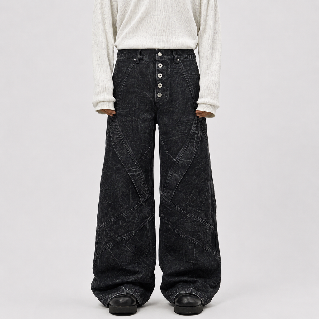 High Street Functional Structured Design Tie-Dye Baggy Jeans - Drenn