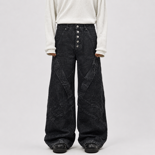 High Street Functional Structured Design Tie-Dye Baggy Jeans - Drenn