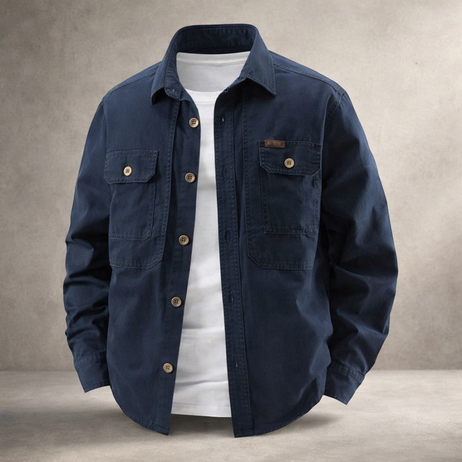 Men's Long-Sleeved Cotton Overshirt