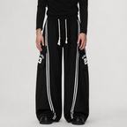 Cotton Web Stitching Letter Print Drawstring Barrel Pants - Drenn