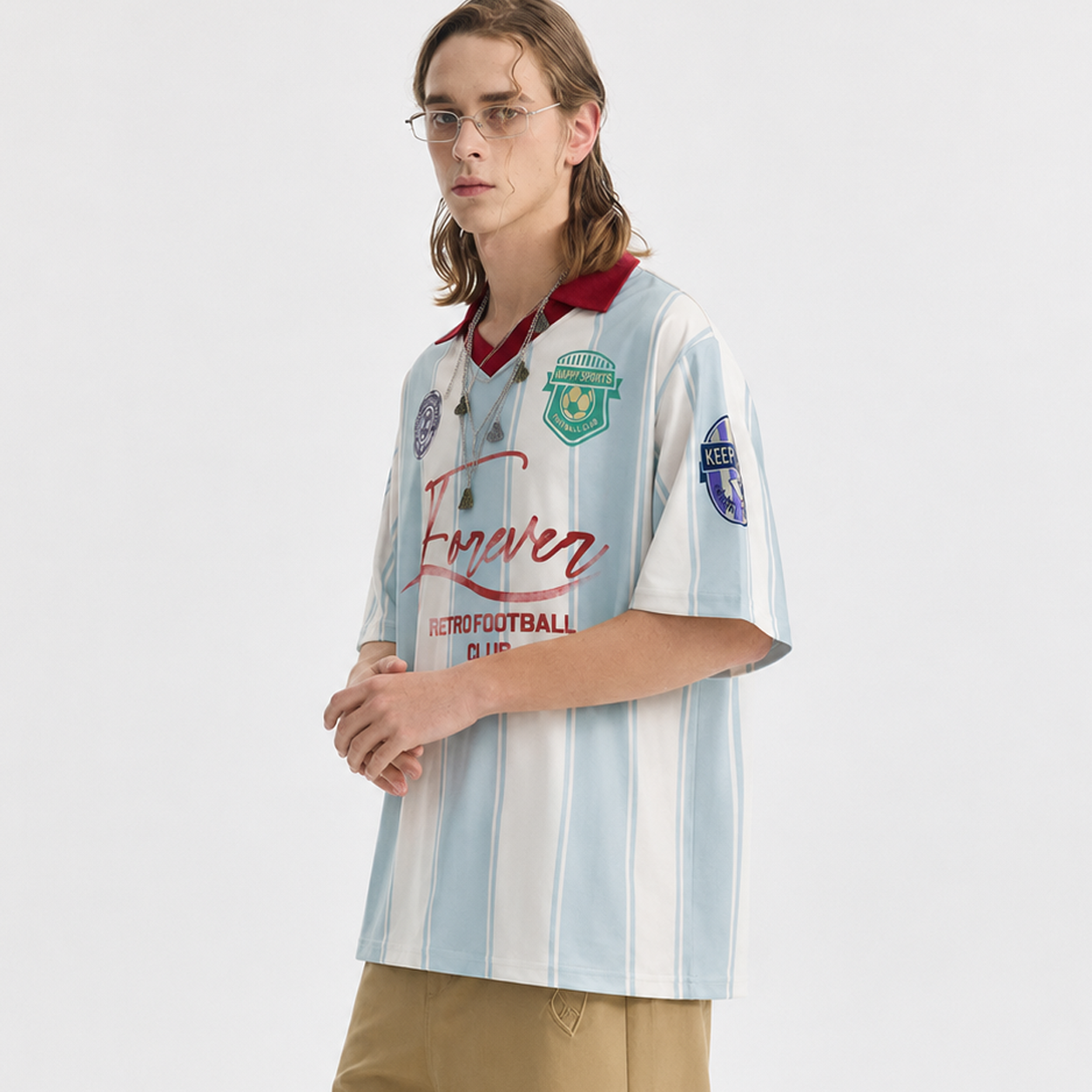 Retro Striped Football Club Jersey T-Shirt - Drenn