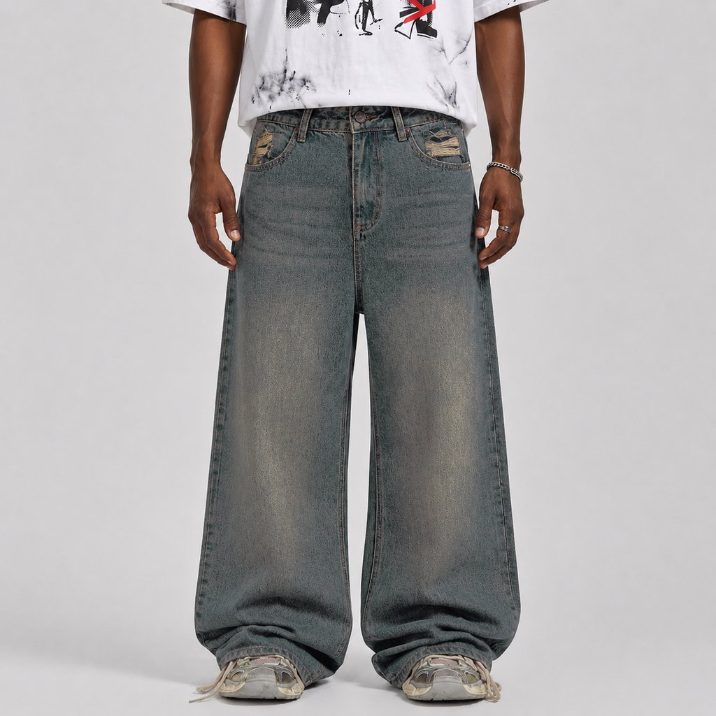 Washed Dirty-Dye Straight Jeans - Drenn