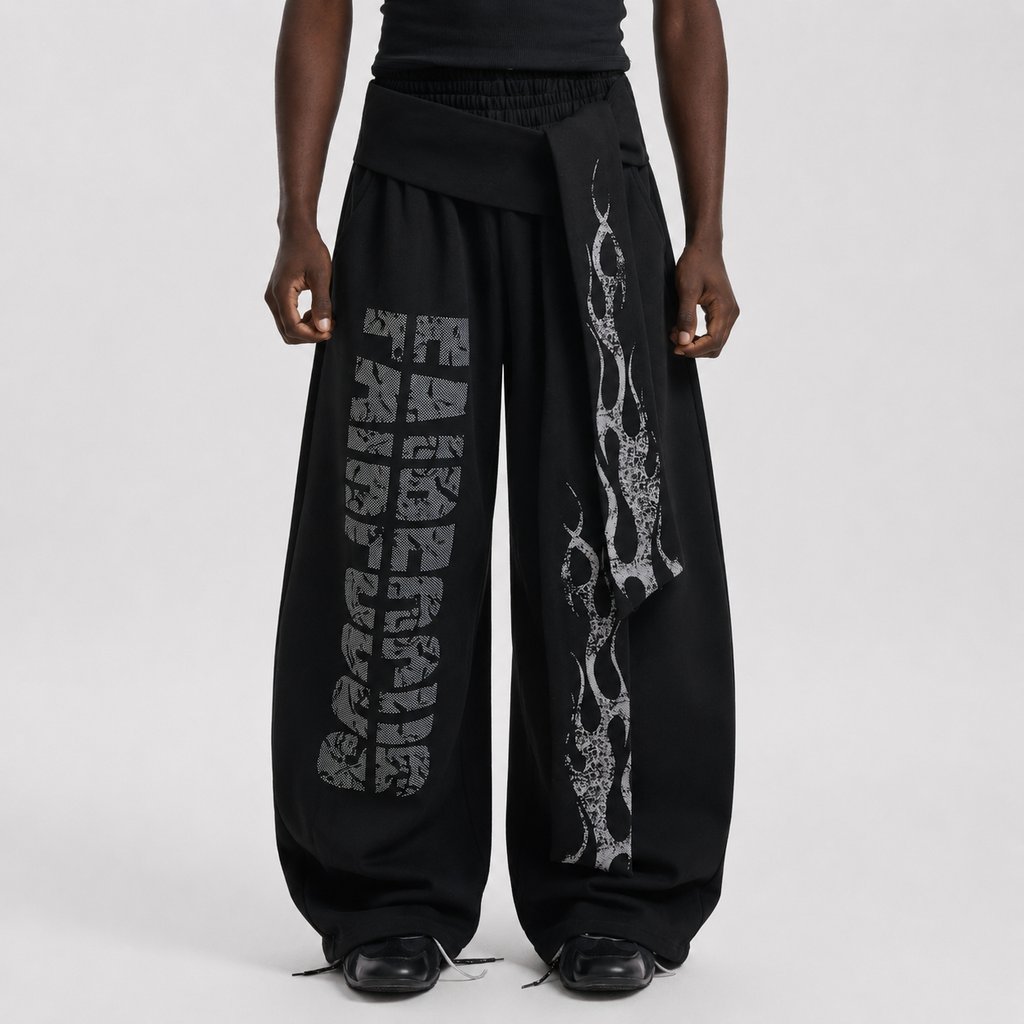 Dark Street Letter Flame Sweatpants - Drenn