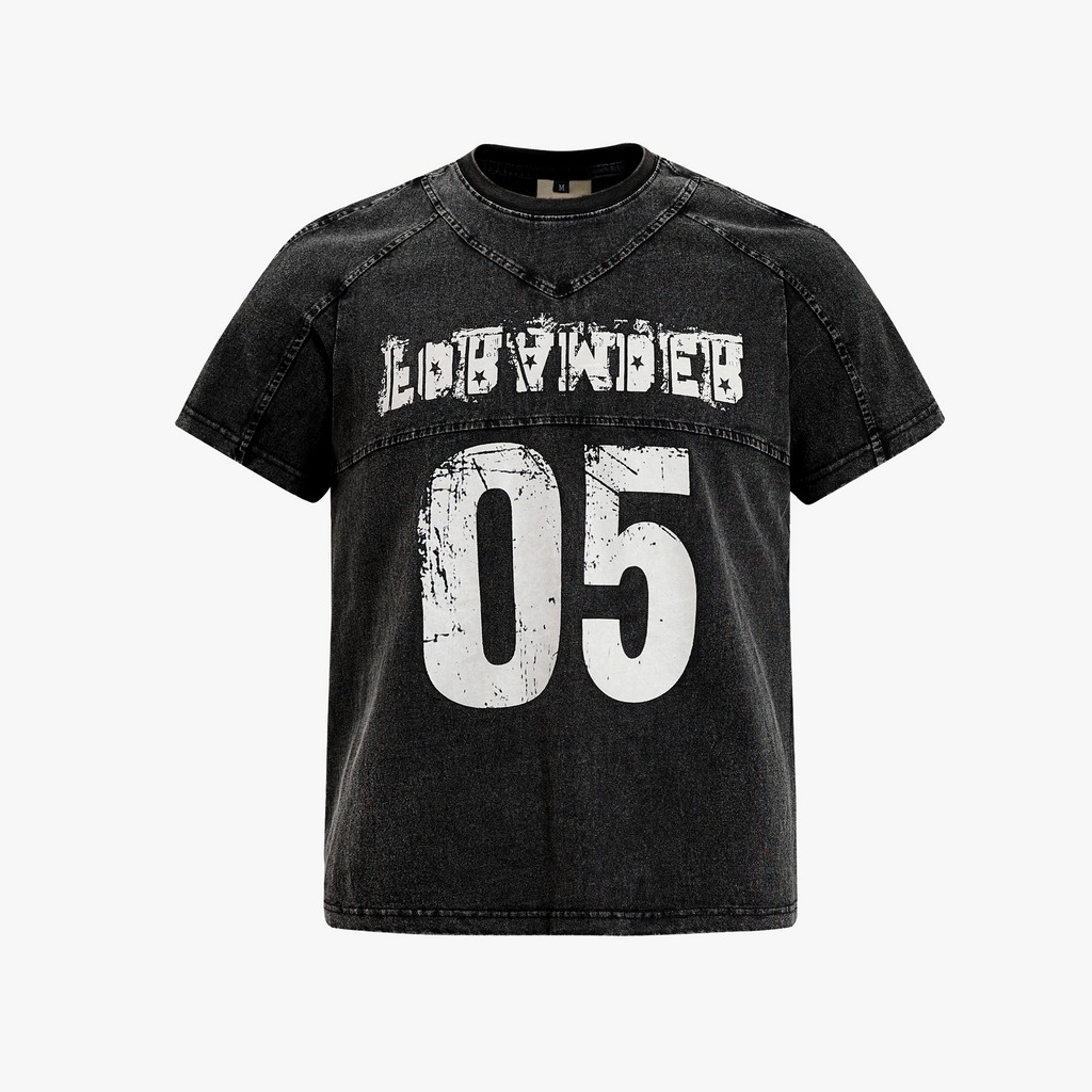 Vintage Acid Wash Number 05 Football T-Shirt - Drenn