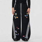 Street Patterned Striped Barrel Casual Pants - Drenn