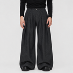 Vintage Pinstripe Pleated Wide-Leg Barrel Pants - Drenn