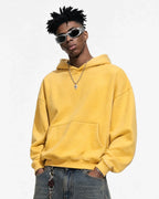 Washed Fleece Boxy Hoodie Relaxed Streetwear