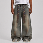 Gradient Sandwash Detachable Tie Baggy Jeans - Drenn