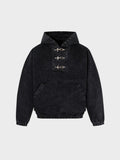 Toggle Front Washed Denim Hoodie