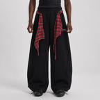 Street Detachable Plaid Waistband Machete Casual Pants - Drenn